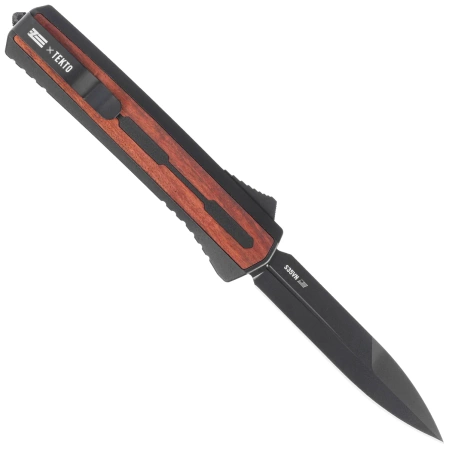 Nóż automatyczny OTF Tekto A7 Zastava S/P Black Aluminium/Red Wood, Black CPM S35VN