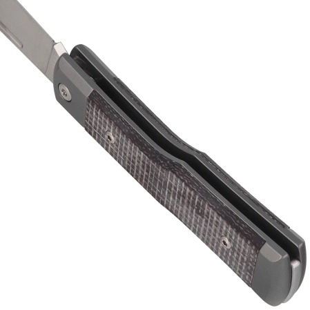 Fox Gunstock Pocket Knife Bison Micarta/Titanium, Satin M390 (FX-558 BI)