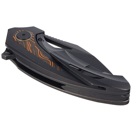 Nóż składany Bestech Nuke Black Titanium/Black Orange G10, Black Stonewashed M390 by Kombou (BT2107E)