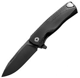 LionSteel ROK Knife Black Aluminum, Black M390 by Molletta (ROK A BB)