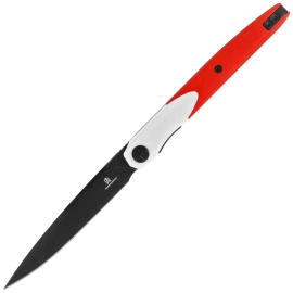 Bestechman Lanza Knife White/Red G10, Black Stonewashed 14C28N by Kombou (BMK14G)