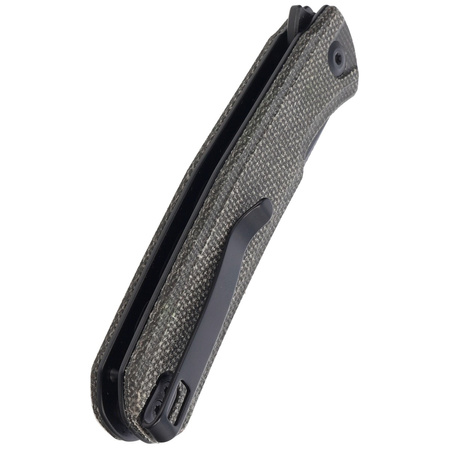 Sencut Knife Scitus Dark Green Canvas Micarta, Black Stonewashed D2 by Ostap Hel (S21042-3)