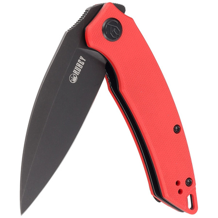 Kubey Knife Leaf Red G10, Black Stonewashed AUS-10 by Tiguass (KU333B)