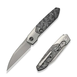 WeKnife Brr15 Gray Titanium/Aluminum Foil Carbon Fiber, Stonewashed M390 by Rafal Brzeski (WE24007-2)