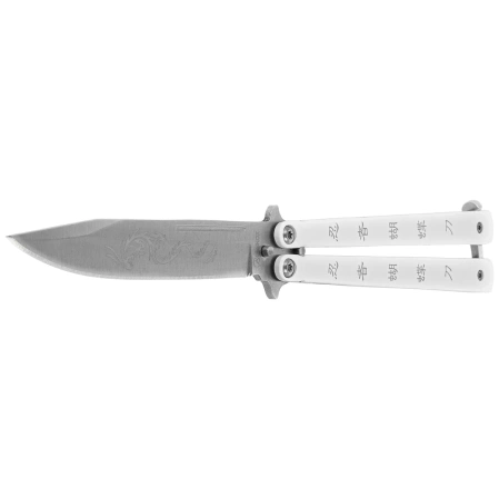 Nóż składany motylek Martinez Albainox Balisong Ninja Dragon White Stainless, Satin 3Cr13MoV (02096)