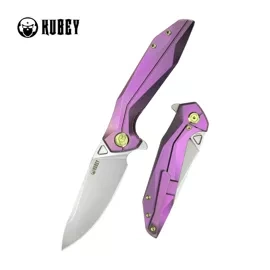 Nóż składany Kubey Nova FL KB235D Purple Titanium, Bead Blasted 14C28N