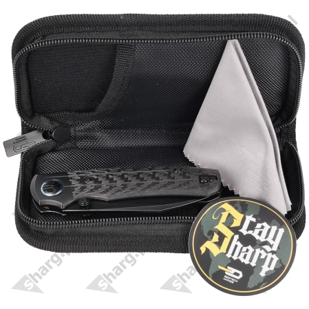 Nóż składany Bestech Tonic Black Titanium/Carbon Fiber, Black Stonewashed M390 by Colin Maisonpierre (BT2204E)