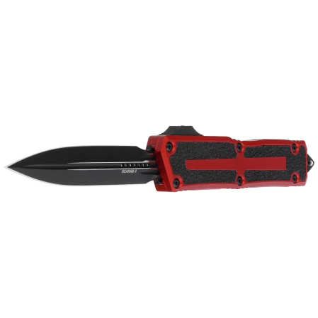 Microtech Scarab II Gen III D/E OTF Knife Red Aluminum, Black M390MK by Tony Marfione (1280-1RD)