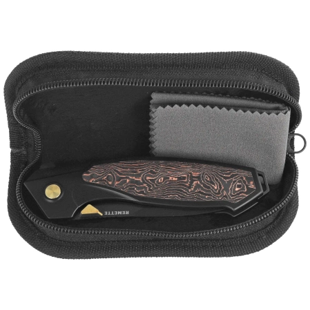 Nóż składany Remette Kingfisher Black Titanium/Copper Carbon Fiber, Black DLC M390 (RTKF5)