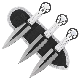 Martinez Albainox Skulls Throwing Knives Set 3 pcs White Cord, Satin 3Cr13MoV (32453)