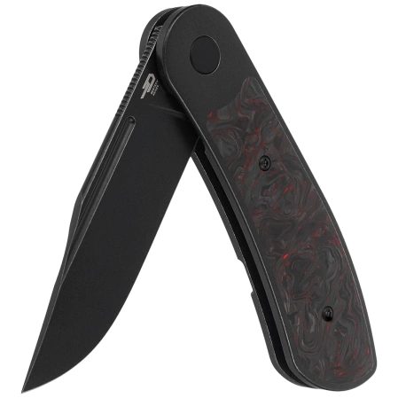 Nóż składany Bestech Vestige Black Titanium/Red Marbled Carbon Fiber, Black Stonewashed MagnaCut by Justin Lundquist (BT2411C)