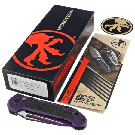 Nóż automatyczny Microtech LUDT Gen III T/E Weathered Purple Aluminium, Weathered Purple M390MK by Tony Marfione (1136-1WPU)