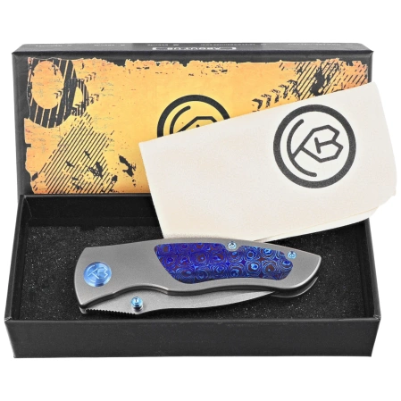 Kubey KB Knives Vertigo Gray Titanium/Timascus, Stonewashed CPM S35VN by Peter Carey (KB258D)