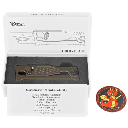 Nóż grawitacyjny Reate EXO-U V2 Gravity Diamond Pattern Bronze Aluminium, Stainless Steel