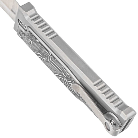 Nóż grawitacyjny Reate EXO-M OTF Gravity T/E Bead Blasted Titanium/Damascus Black-White G10, Satin Elmax