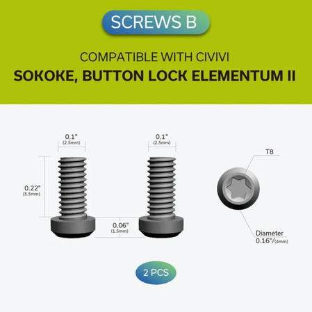 Civivi Gray Titanium Pocket Clip with 2 Pair Gray Titanium Screws for WE, Civivi Knives (T003D)