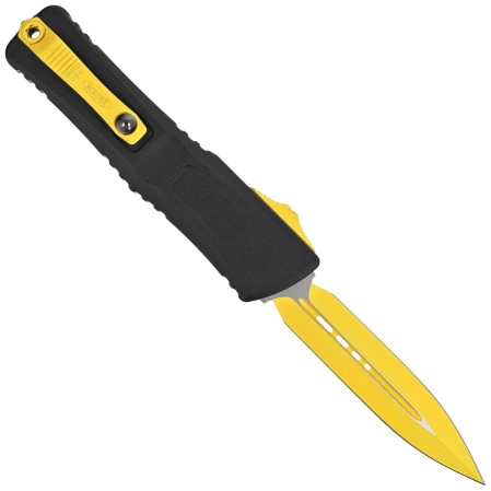 Microtech Combat Troodon Gen III D/E OTF Knife Black Aluminum, Cerakote Corvette Yellow M390MK by Tony Marfione (1142-1CYSK)