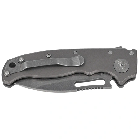 Demko AD20.5 Slicer Shark Knife Smooth Titanium, Stonewashed CPM 3V by Andrew Demko (AD20.5-3V-Smooth TI-SS)