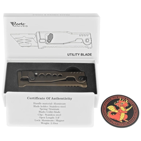 Reate EXO-U V2 Gravity Knife Speedhole Bronze, Stainless Steel