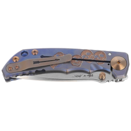 Spartan Blades Harsey Folder Babe Edition Blue Titanium, Bronze HW, Satin MagnaCut by William W. Harsey (SF5BABE)