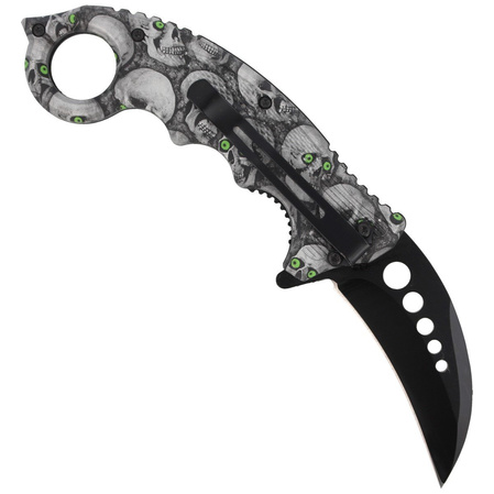 Herbertz CJH Karambit Knife Skulls ABS, Black 420 (ART000137)