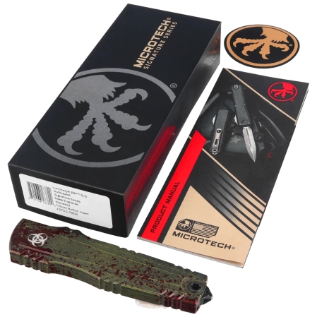 Microtech Luminary ZBP D/E Signature OTF Knife Outbreak Aluminum, Outbreak M390MK by Tony Marfione (1270-1OBSD)