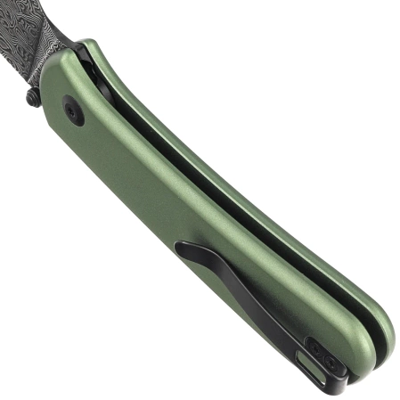 Nóż składany Civivi Qubit Green Aluminum, Black Damascus (C22030E-DS1)