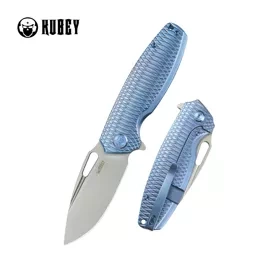 Kubey Tityus KB360F Knife Blue Pattern Titanium, Bead Blasted 14C28N