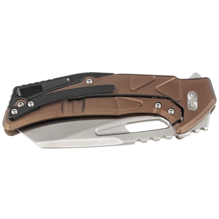Fox Chronos Bronze Aluminum Knife, Black HW, Satin MagnaCut by Stefan Merk (FX-552 ALBR)