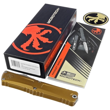 Nóż automatyczny OTF Microtech Combat Troodon Gen III S/E Tan Aluminium, Apocalyptic M390MK by Tony Marfione (1143-10APTA)