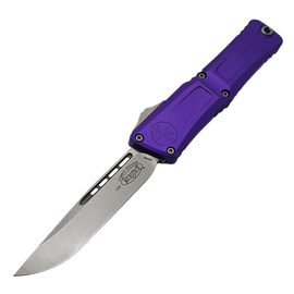 Microtech Combat Troodon Gen III S/E OTF Knife Purple Aluminum, Stonewashed M390MK by Tony Marfione (1143-10PU)