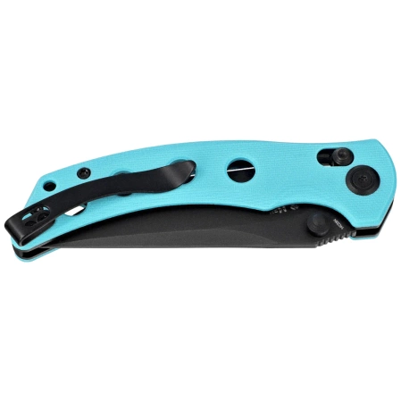 Kubey Hound Knife Light Blue G10, Blackwashed 14C28N by Maksim Tkachuk (KU172D)