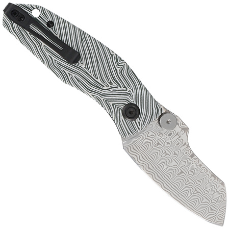 Kubey Knife Monsterdog White/Green G10, Damascus by Dmitry Osarenko (KU337E)