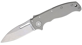 Demko AD20.5 Slicer Shark Knife Smooth Titanium, Stonewashed CPM 3V by Andrew Demko (AD20.5-3V-Smooth TI-SS)