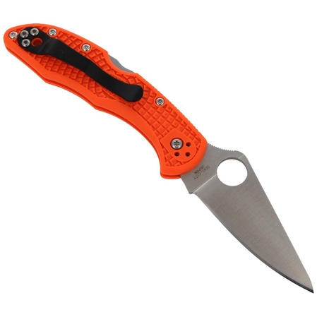 Spyderco Delica 4 FRN Orange Flat Ground PlainEdge Knife (C11FPOR)