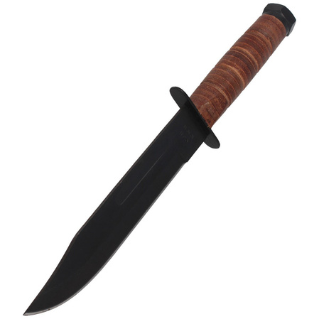 Herbertz CJH Knife Ka-Bar Style Brown Leather, Black S45C (101018)