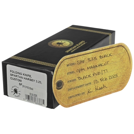 Nóż składany Spartan Blades Harsey Folder 3.25 Black PVD Titanium, Gray HW, Stonewashed MagnaCut by William W. Harsey (SF10 Custom Black PVD Frame)