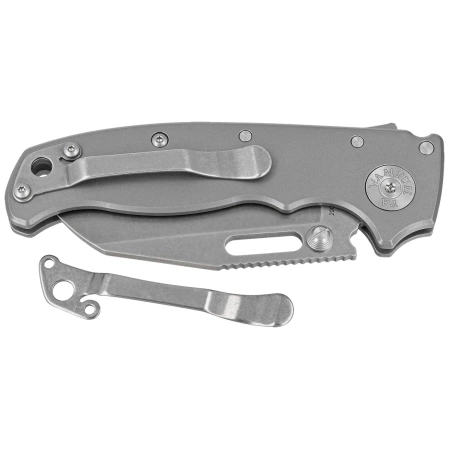 Demko AD20.5 Shark Foot Knife Smooth Titanium, Stonewashed CPM 20CV by Andrew Demko (205-20CV-TI-SF)