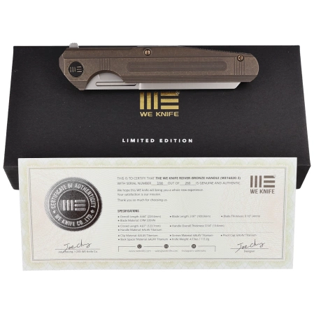 WE Knife Reiver LE No xxx/260 Bronze Titanium, Silver Bead Blasted CPM S35VN knife(WE16020-3)