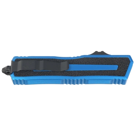 Microtech Scarab II Gen III D/E OTF Knife Blue Aluminum, Black M390MK by Tony Marfione (1280-1BL)