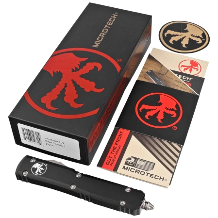 Microtech Ultratech D/E OTF Knife Black Aluminum, Satin M390MK by Tony Marfione (122-4)