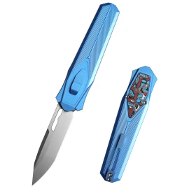 Remette RT-Swordfish T Knife Blue Aluminum/Fat Carbon, Ceramic Sandblasted S35VN (ZL103D7)