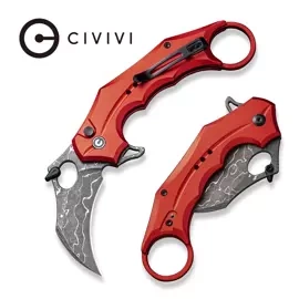 Civivi Incisor II Knife Red Aluminum, Stonewashed Damascus (C16016B-DS1)