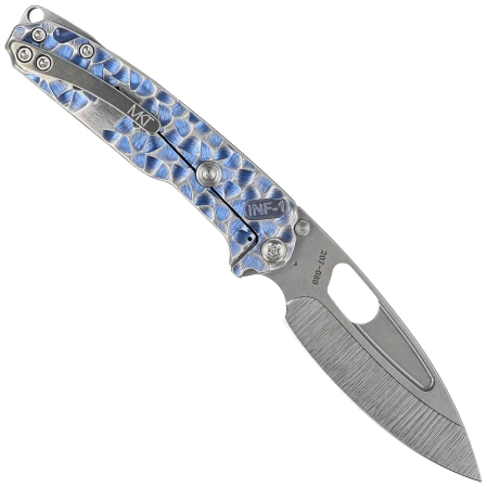 Nóż składany Medford Infraction Blue/Silver Titanium ''Peaks and Valleys'', Std HW, Brsh Clip, Tumbled S45VN by Greg Medford (MK031STQ-37A2-TSCS-BN)