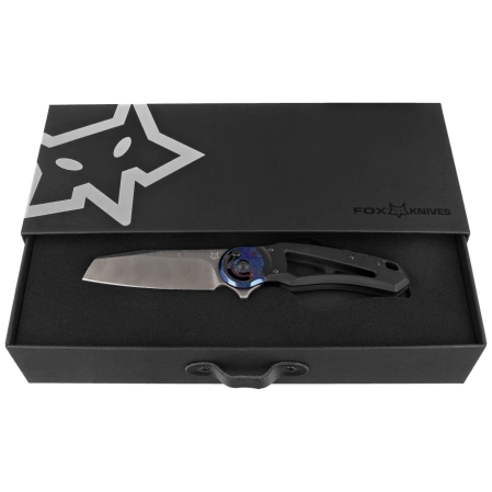 Nóż składany Fox Metamorphosis Black PVD Titanium, Timascus HW, Damasteel Super Dense Twist (FX-556-A1)