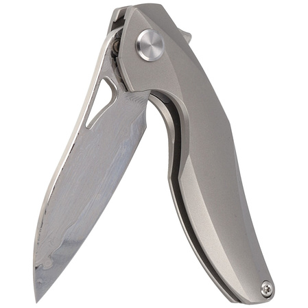 Bestech The Reticulan Neck Knife Grey Titanium, Damascus by Elijah Isham (BT1810G)