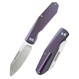 Remette Squirrel Knife Blue Titanium, Manual Fine Grinding Satin M390 (RTDP-C)