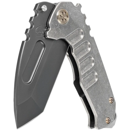 Medford Praetorian Genesis T Tanto Tumbled Titanium, Bronze HW/Clip, Black DLC S45VN by Greg Medford (MK0294PT-01TM-T1C1-BN)