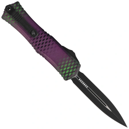 Nóż automatyczny OTF Microtech Hera II Mini D/E Alien Purple X-51 Aluminium, Black M390MK by Tony Marfione (1702M-1PUX51S)