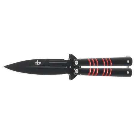 Third Decor Habitat Balisong Black/Red Stainless Steel, Black 420 Butterfly Knife (16070R)